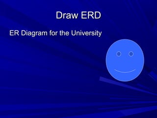 Draw ERDDraw ERD
ER Diagram for the UniversityER Diagram for the University
 