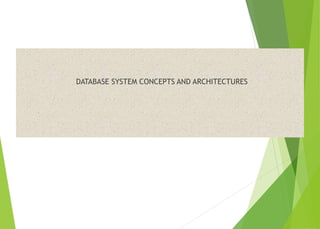 DATABASE SYSTEM CONCEPTS AND ARCHITECTURES
 