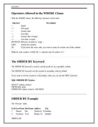Oprators In Dbms Image DBMS Practical file 2019 BCAS301P (1).docx