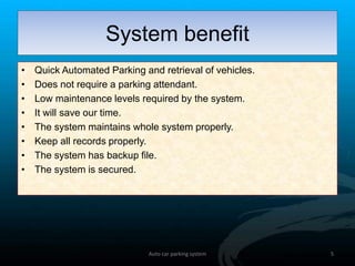 Dbms presentation of Automatic Car parking System | PPTX