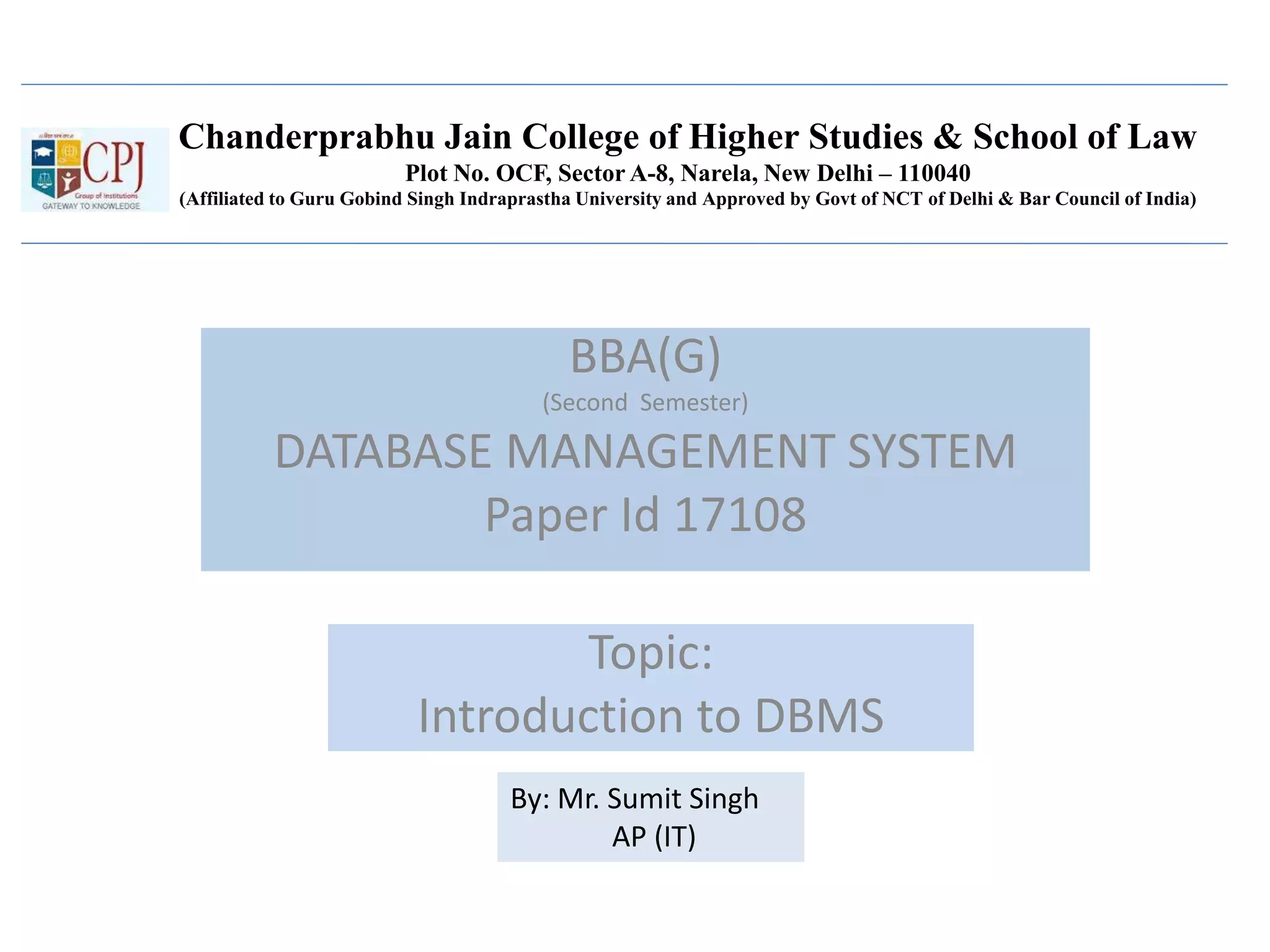 DBMS presentation | PPT