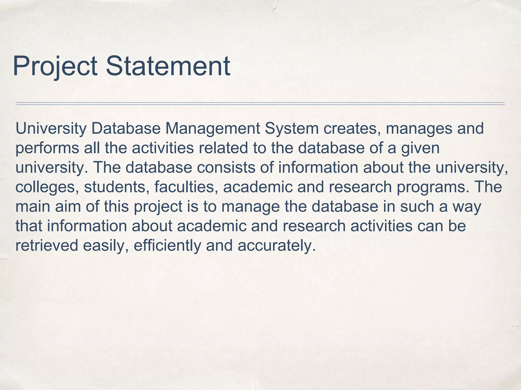 University Database Management Project | PPTX | Databases | Computer ...