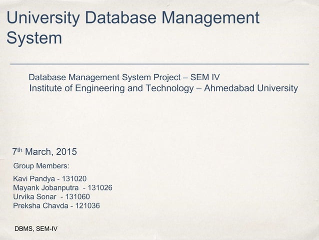University Database Management Project PPT