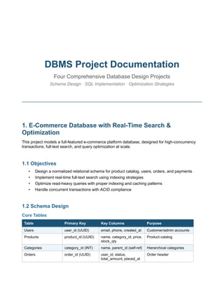 Comprehensive Database Design and Optimization for Diverse Applications ...