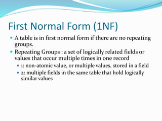 Relational Database First Normal Form Relational Database Design | PPTX