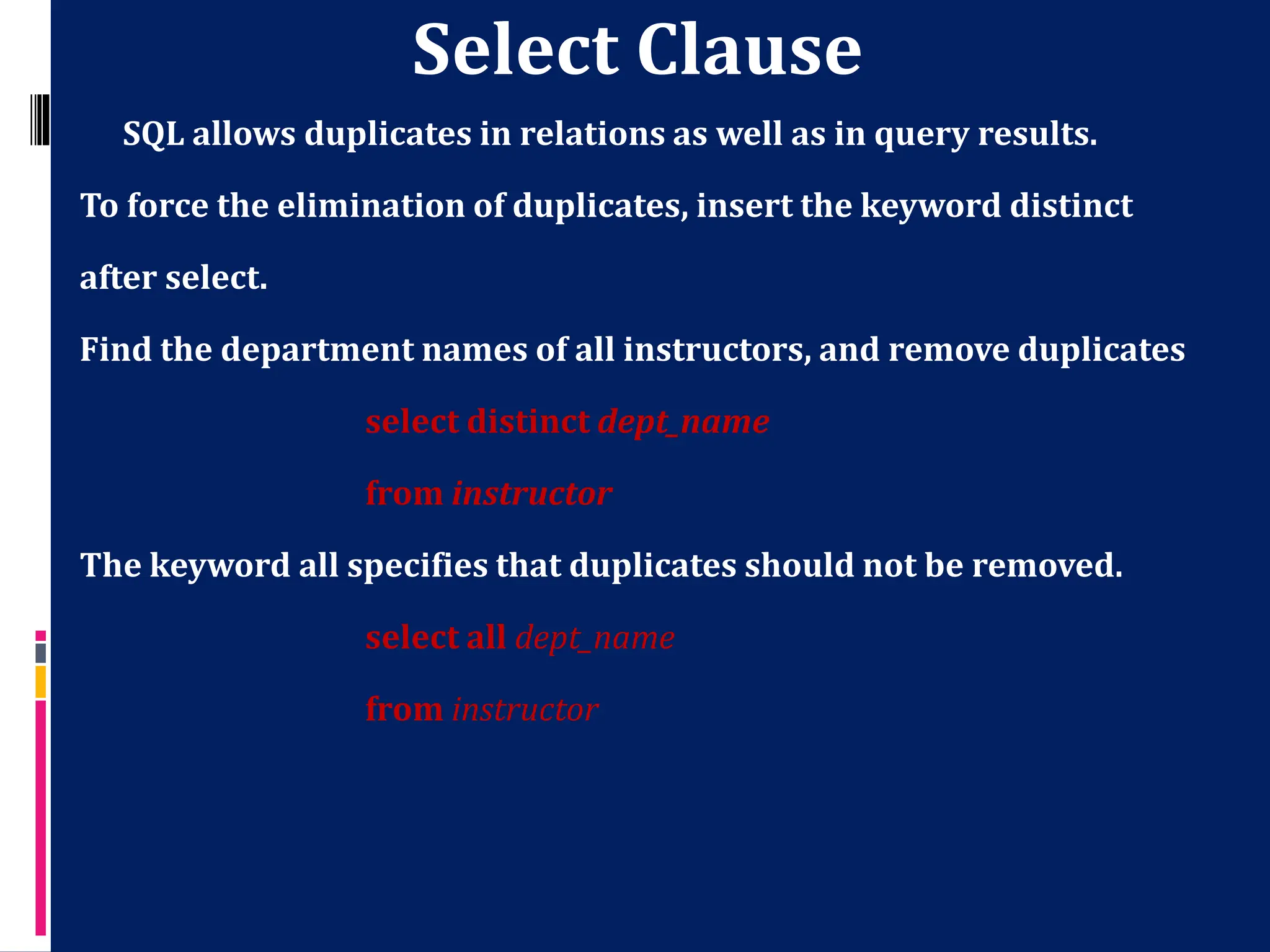 Data Base Management System - Basic Structure of SQL Queries | PPTX