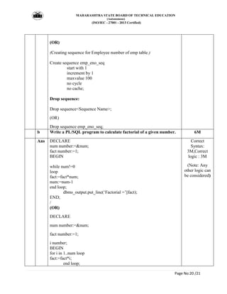 MAHARASHTRA STATE BOARD OF TECHNICAL EDUCATION
(Autonomous)
(ISO/IEC - 27001 - 2013 Certified)
Page No:20 /21
(OR)
(Creati...