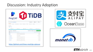120
Discussion: Industry Adoption
https://github.com/chaos-mesh/go-sqlancer
 