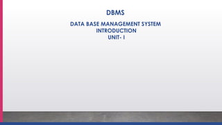 Database Management System Introduction unit-1 | PPTX