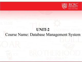 UNIT-2
Course Name: Database Management System
 
