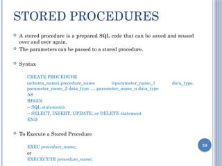 Procedure Schema DBMS Unit-2 (Part-II SequenceQueryLanguae) .pptx