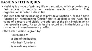 Hashes File. Explain Comprehensive Overview of File Organization, Hashing, and RAID in DBMS ...