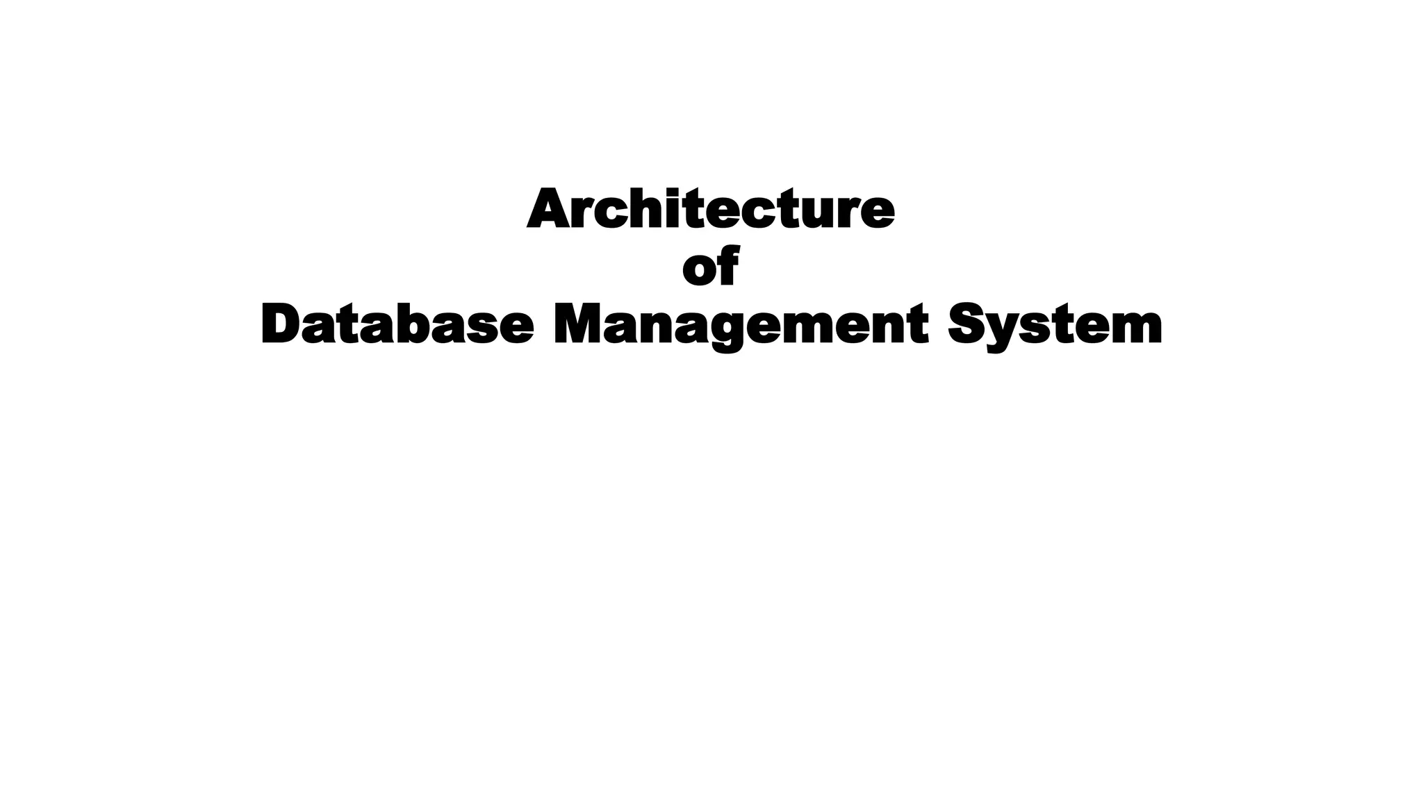 Architecture of Database Management System 