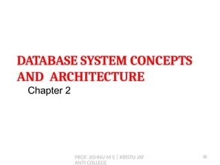 PROF. JISHNU M S | KRISTU JAY
ANTI COLLEGE
DATABASE SYSTEM CONCEPTS
AND ARCHITECTURE
Chapter 2
35
 