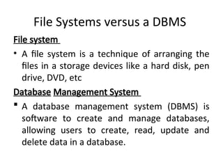 Comprehensive Introduction to Database Management Systems and Design | PPT