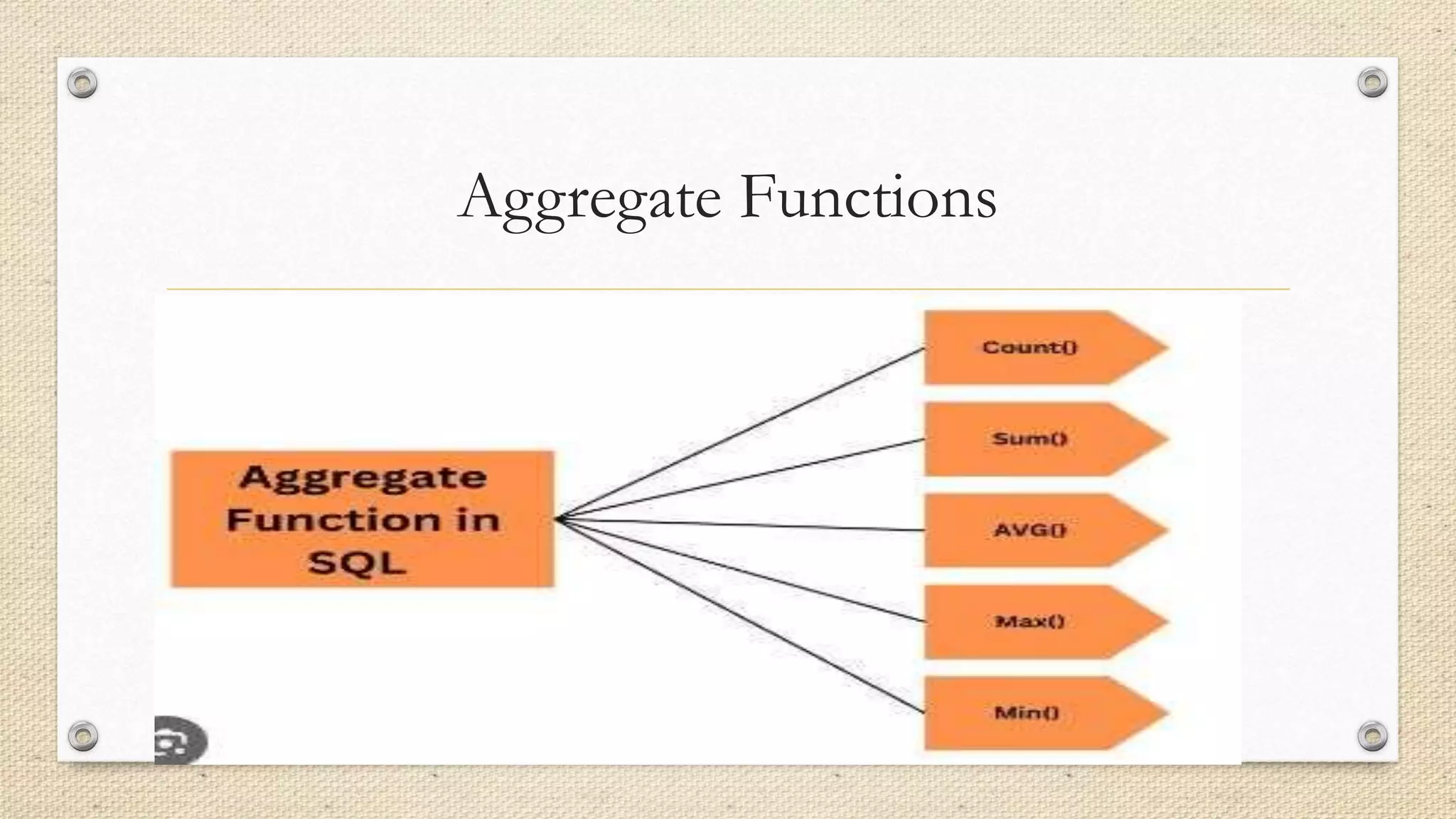 Aggregate Functions
 