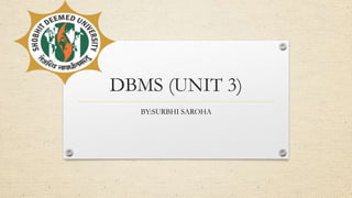 DBMS (UNIT 3)
BY:SURBHI SAROHA
 