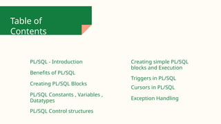PL/SQL Procedural Language Structured Query | PPTX