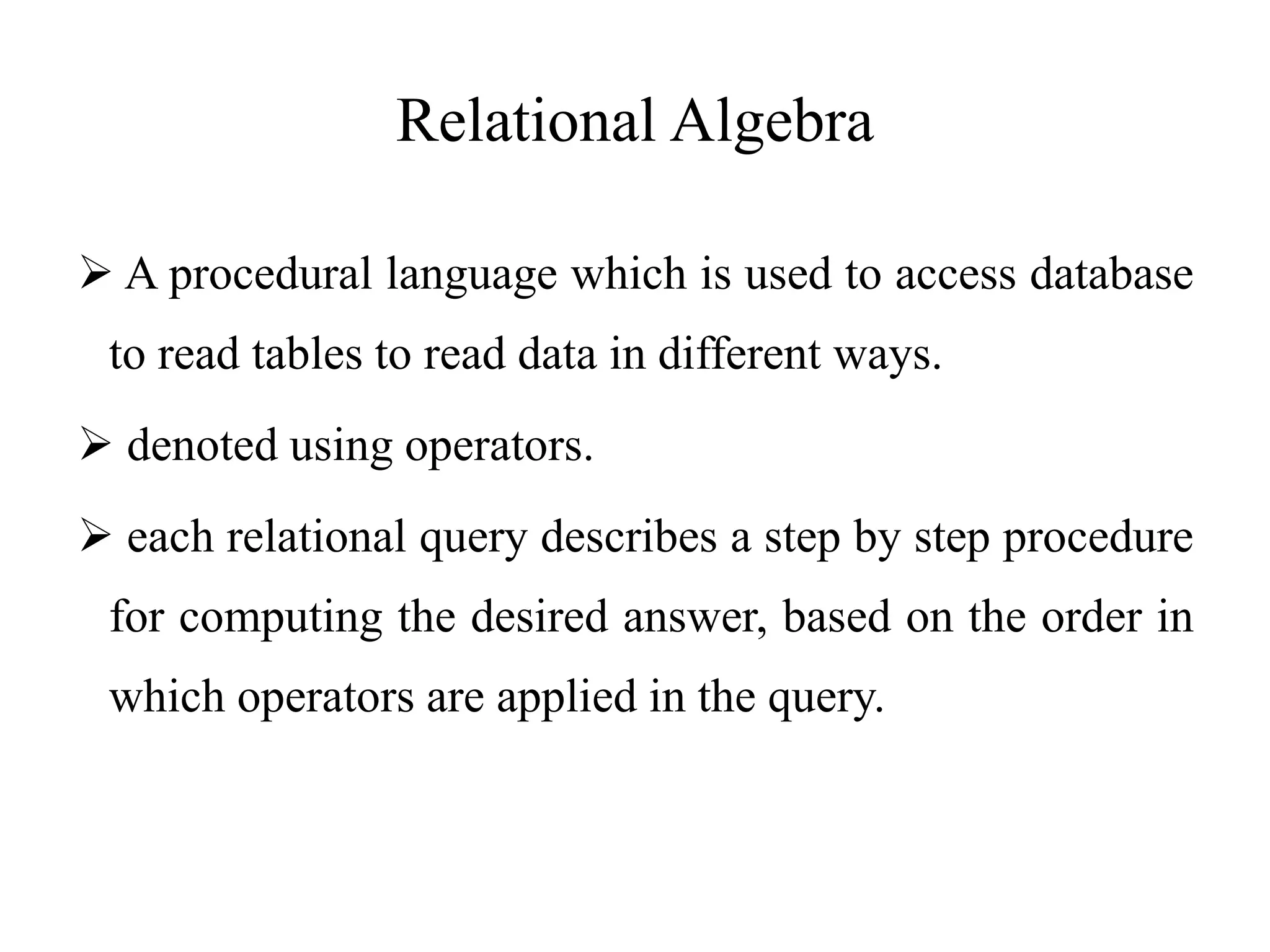 DBMS - Relational Algebra | PPTX