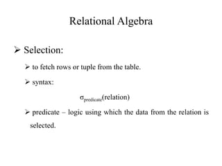 DBMS - Relational Algebra | PPT