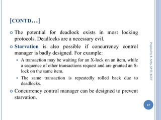 Starvation Example Transaction DBMS Unit III Material | PDF