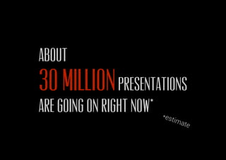 About
presentations
are going on right now*
30 million
*estimate
 