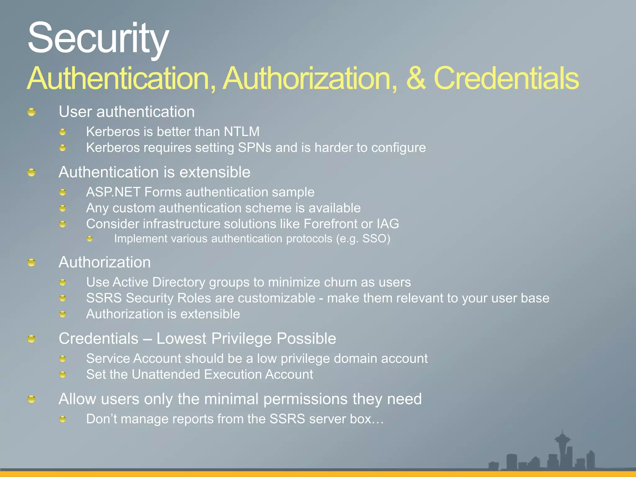 Authentication, Authorization, & Credentials
 