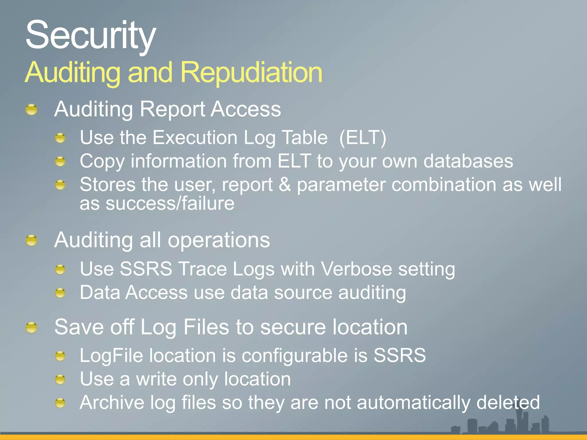 Auditing and Repudiation
 