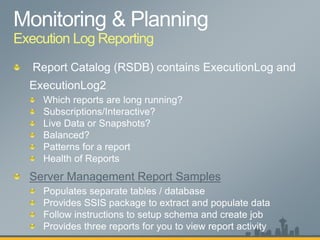 Execution Log Reporting
Server Management Report Samples
 