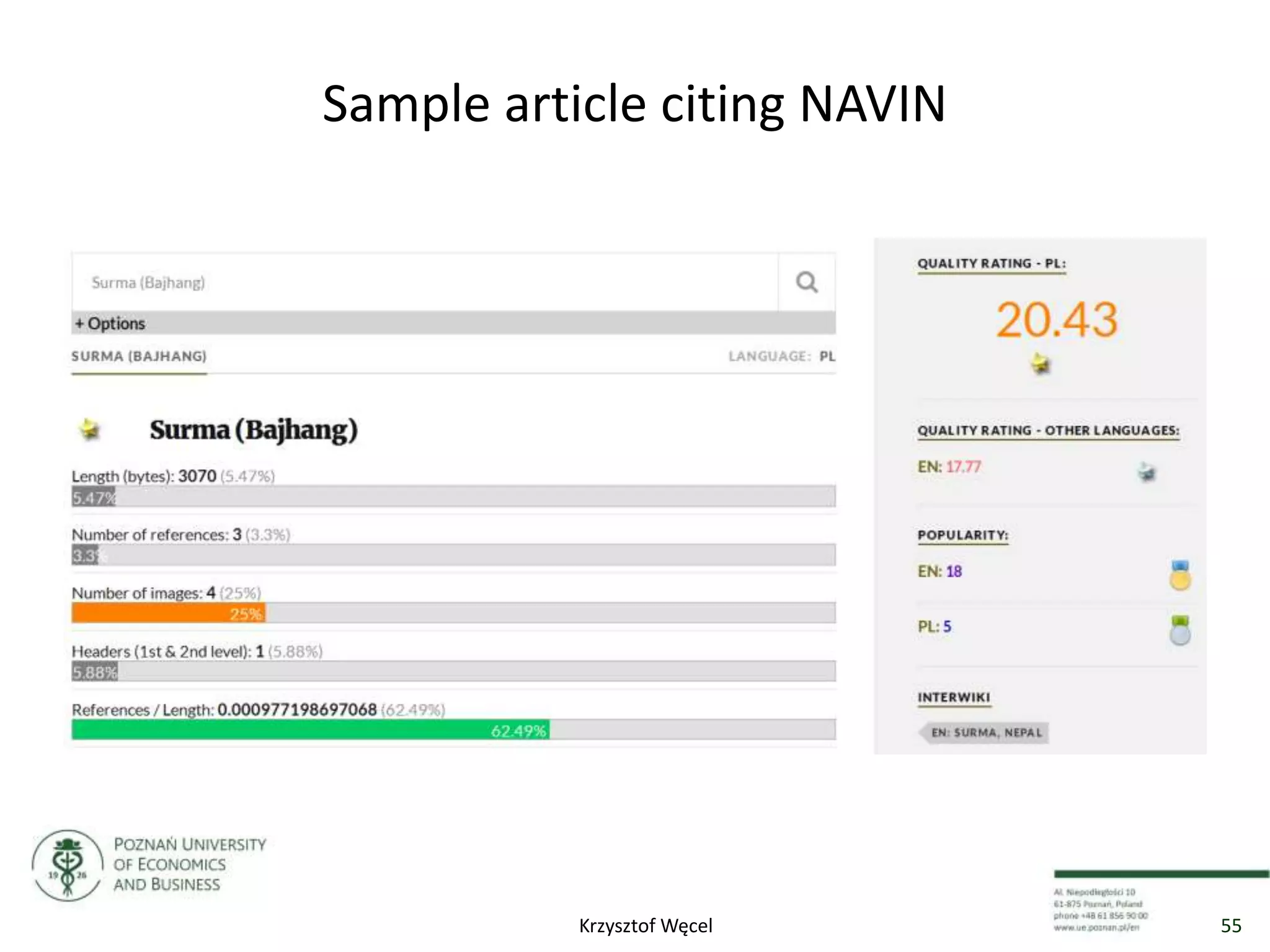 Sample article citing NAVIN
55Krzysztof Węcel
 
