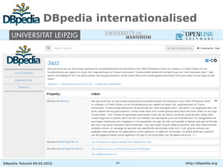 DBpedia Tutorial 09.02.2015 http://dbpedia.org48
DBpedia internationalised
 