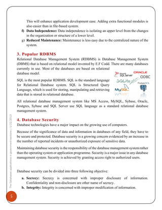 The Databases applications in government sections | PDF