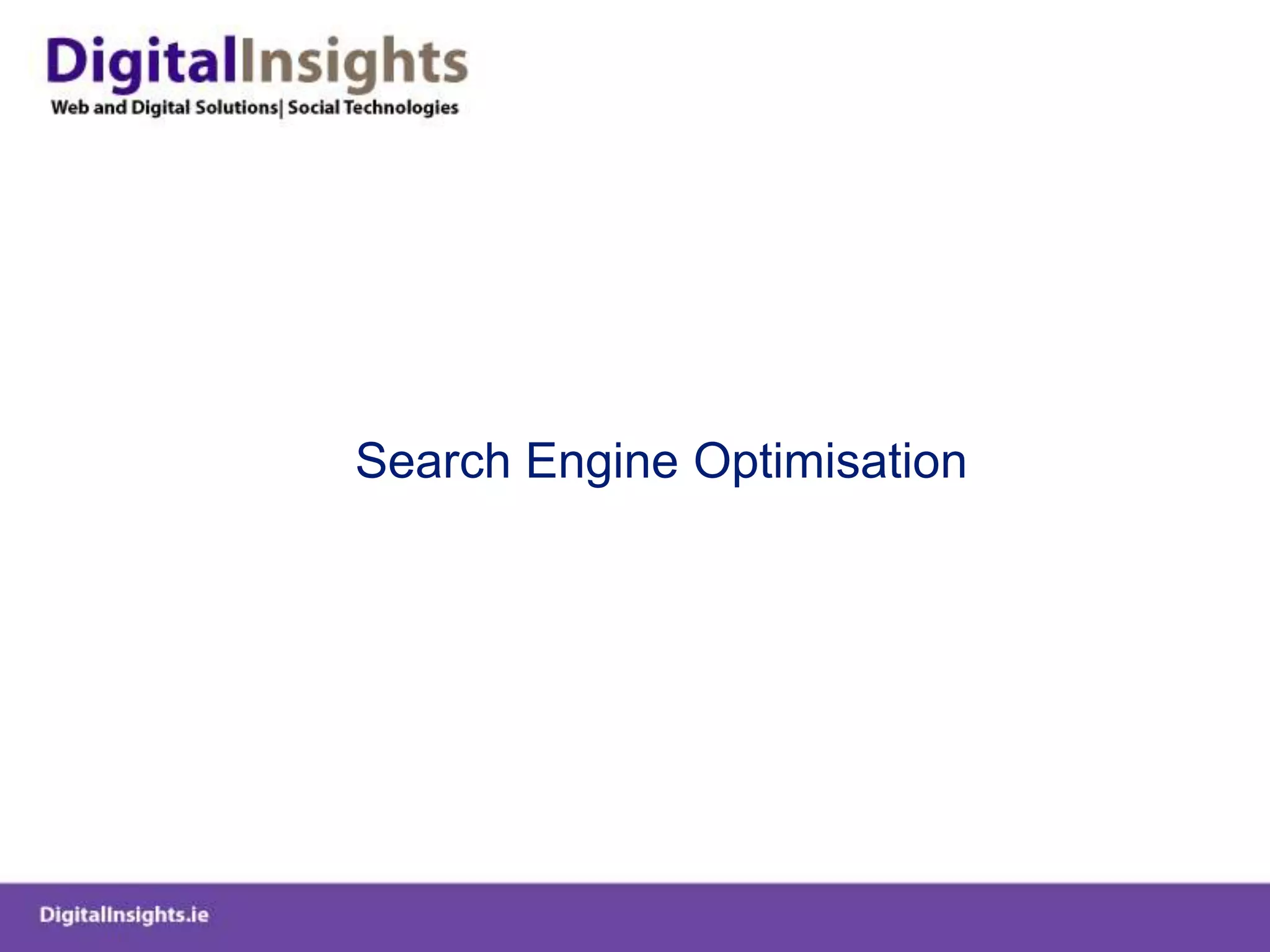 PPC TipsMatch your keywords to optimised and tested landing pages Ensure you optimise your Google "Quality Score”Based on CTR, relevancy of keywords, ads and landing pagesHigh quality score means higher ranking with lower bid costsTools and strategies to find the best PPC keywordsGoogle Adwords ToolWordstreamKeyword SpyMarket samuraiWordzeWordTrackerWrite highly optimised and design ads to attract highly targeted clicksMake sure landing pages are relevantRepeat bid keywords in copy (they are bolded and increase CTR)Clear Calls to ActionDynamic Keyword Insertion
