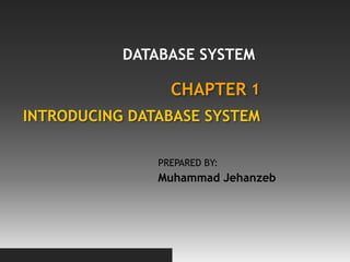 PREPARED BY:
Muhammad Jehanzeb
CHAPTER 1
DATABASE SYSTEM
INTRODUCING DATABASE SYSTEM
 