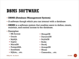 Database Software Definition Computer Chapter One: Introduction to Database Systems | PDF