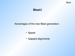 Blast2
Blast
Advantages of the new Blast generation:
• Speed
• Gapped alignments
 