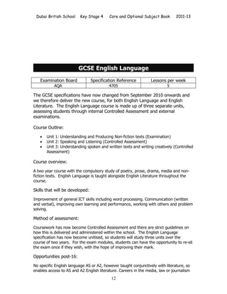 DBS KS4 Options Book 2011