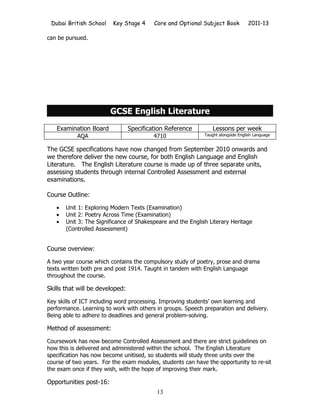 DBS KS4 Options Book 2011