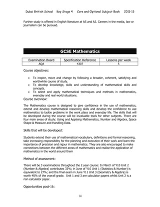 DBS KS4 Options Book 2011