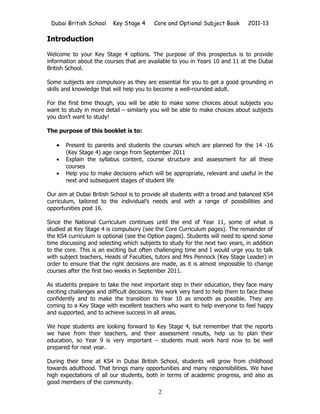 DBS KS4 Options Book 2011