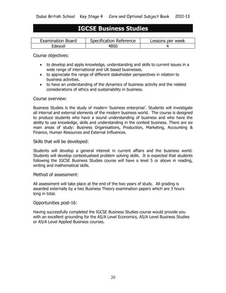 DBS KS4 Options Book 2011