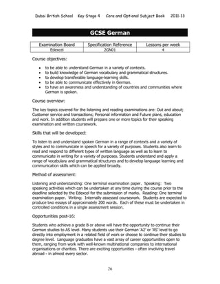 DBS KS4 Options Book 2011