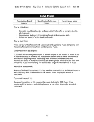 DBS KS4 Options Book 2011
