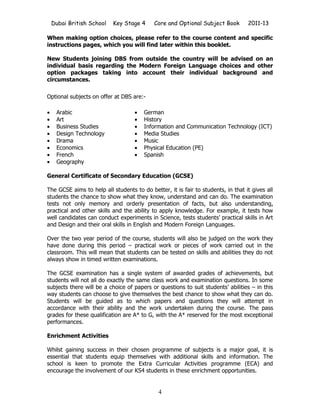 DBS KS4 Options Book 2011