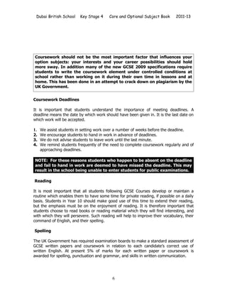 DBS KS4 Options Book 2011
