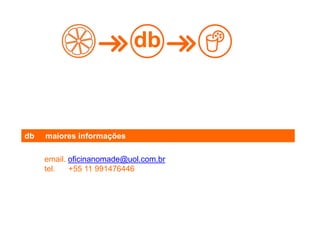 db
email. oficinanomade@uol.com.br
tel. +55 11 991476446
db maiores informações
 