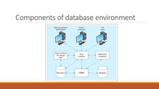 Components of database environment
 