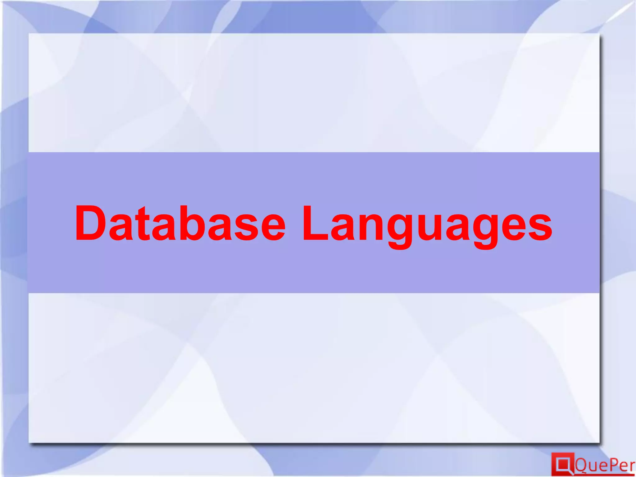 Database Languages
 