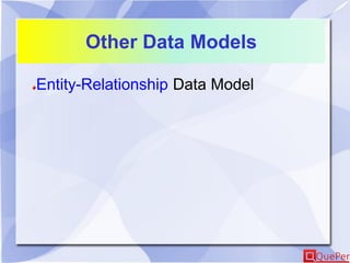 Other Data Models
Entity-Relationship Data Model
 