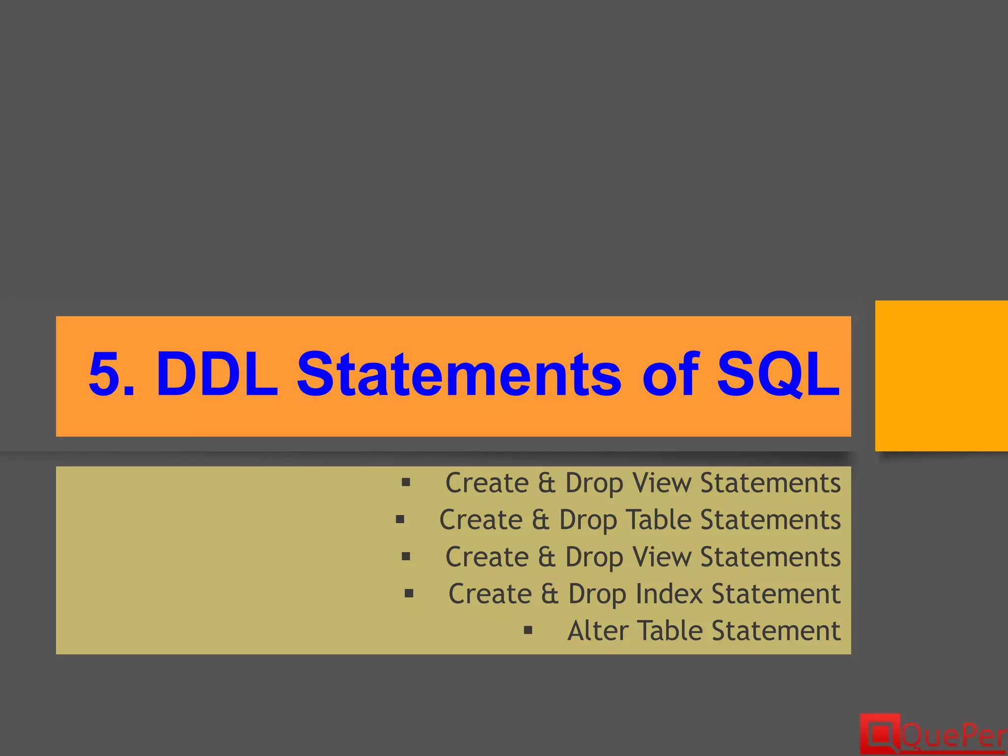 Database Systems - SQL - DDL Statements (Chapter 3/2) | PPT